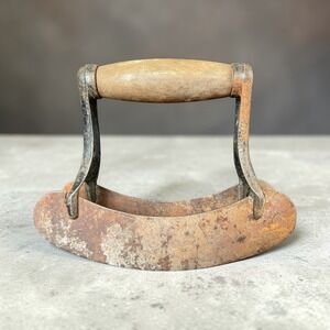Antique Double-Blade Mezzaluna Herb Chopper - Rustic Primitive Kitchen Tool
